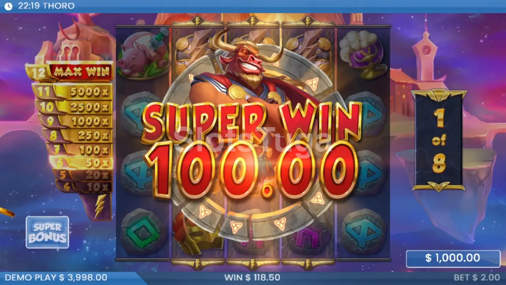 Big win no Thoro com multiplicadores e wilds no grid