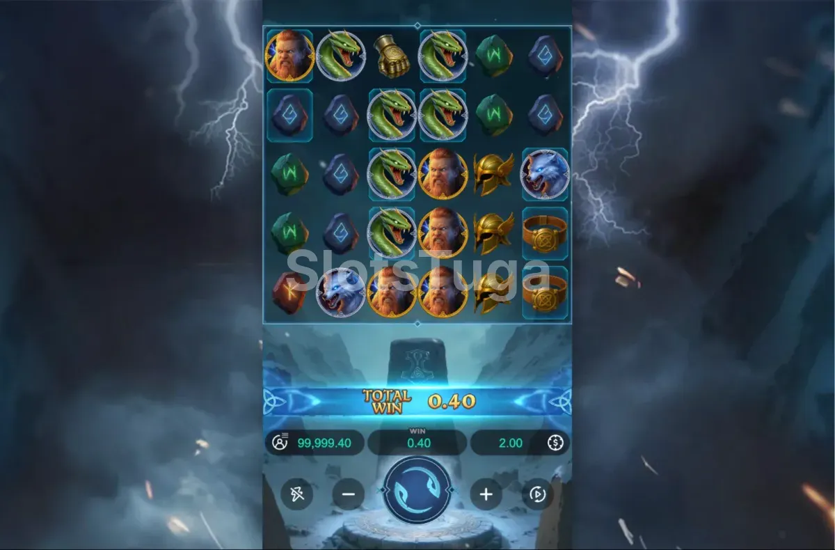 Grelha de Thunder Reckoning durante uma sequência de cascatas