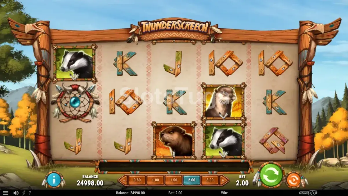 Tela principal do jogo Thunder Screech com cenário da natureza americana