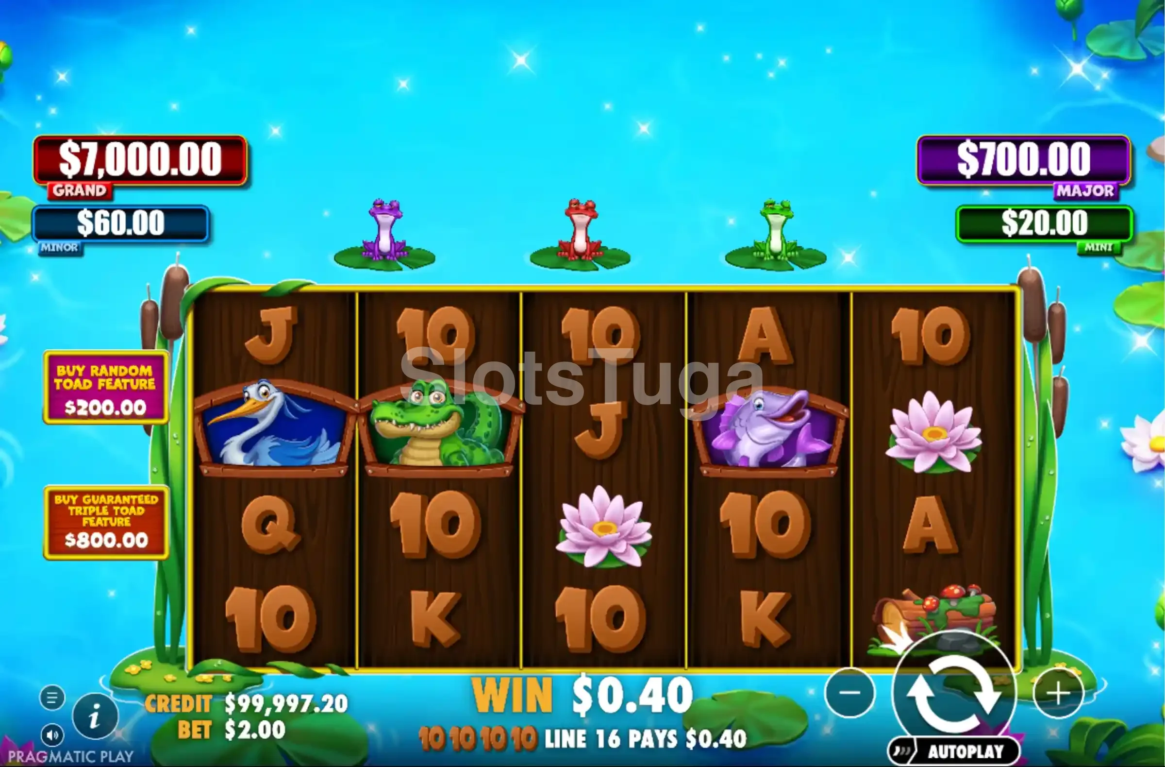 Jogo base da slot Tiny Toads da Pragmatic Play