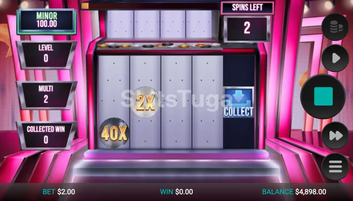 Ecrã de Free Spins em Tipping Point Drop Zone com Moedas bloqueadas nos rolos