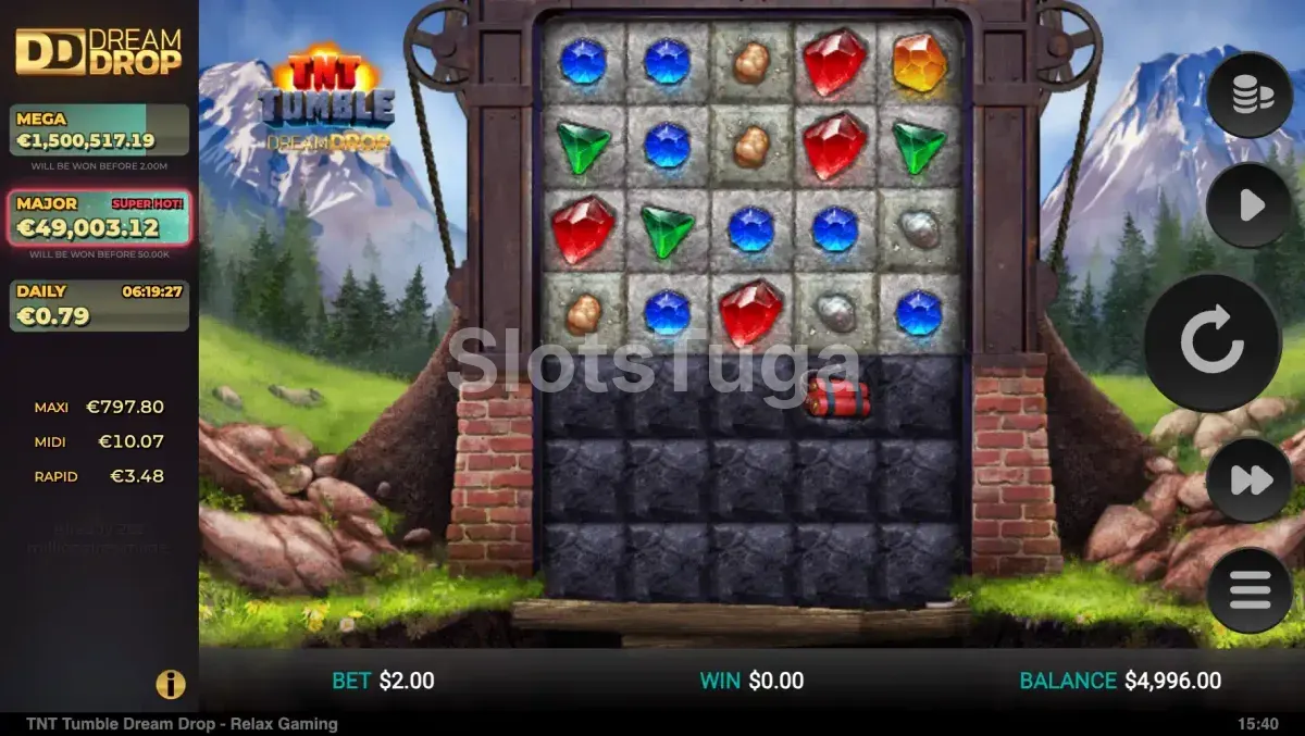 Rodada bônus da TNT Tumble Dream Drop com multiplicadores ativos