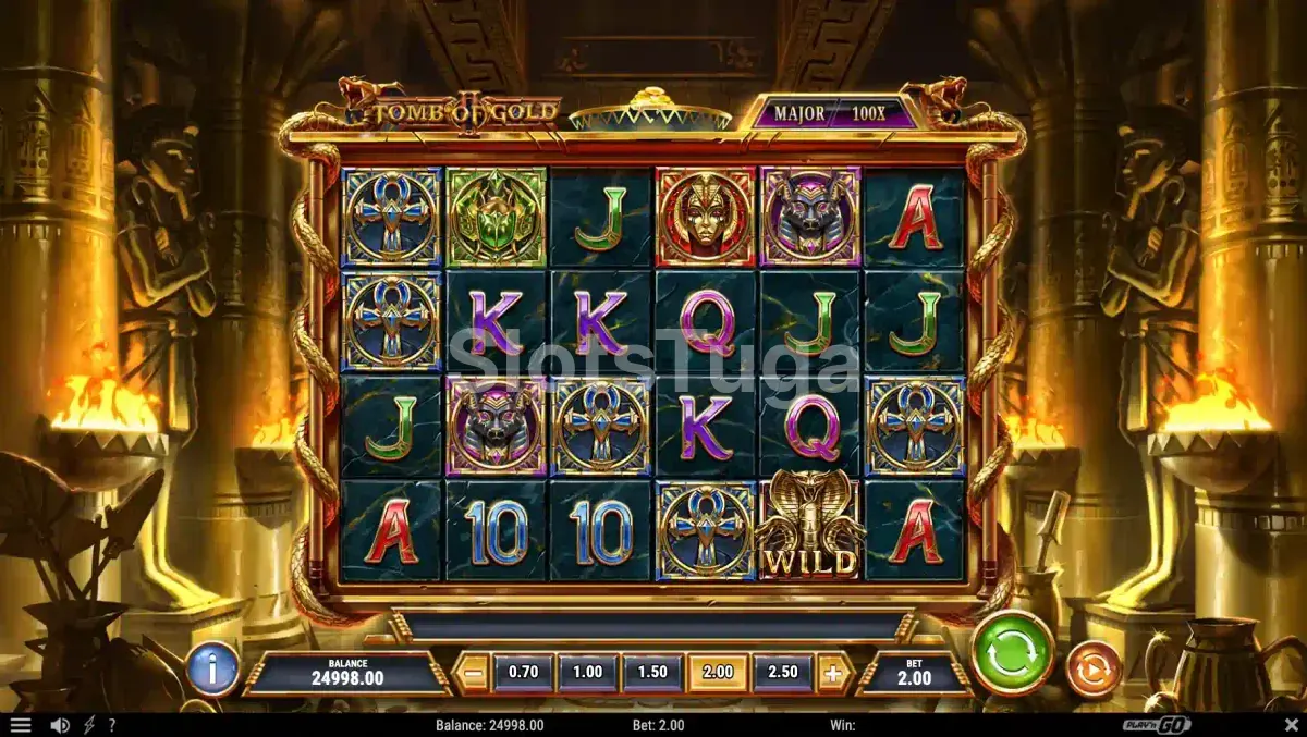 Tela principal do Tomb of Gold 2 com os rolos ativos