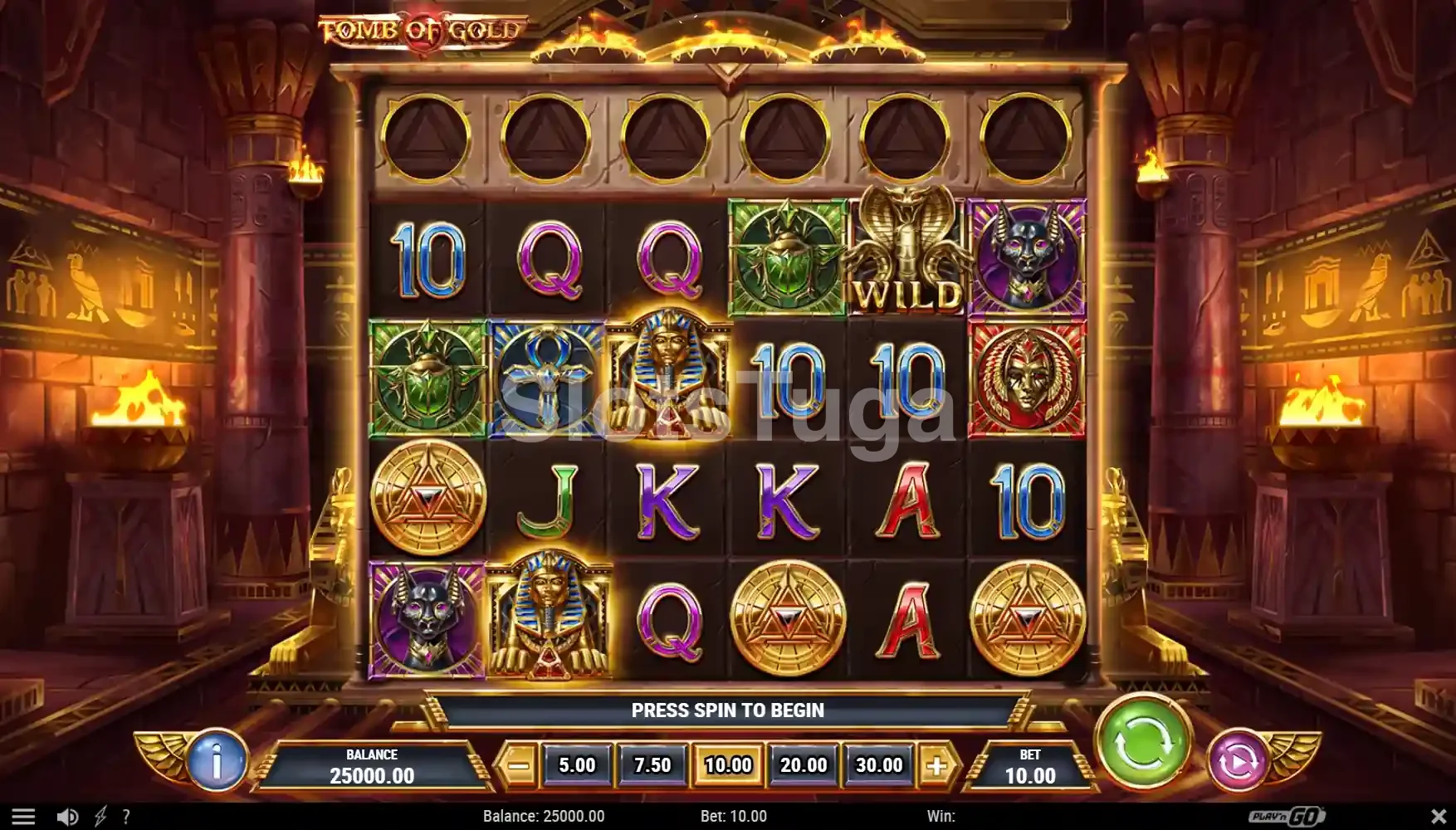 Jogo base do Tomb of Gold com grade de 6 rolos