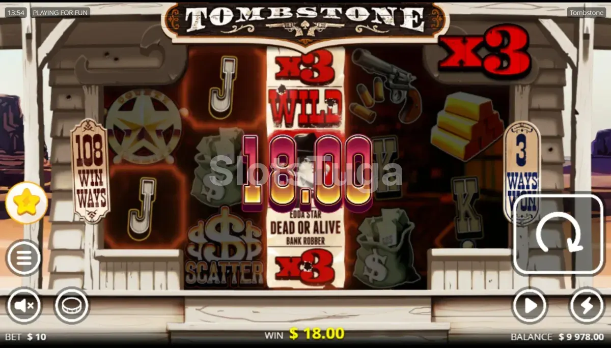 Resultado de rodada do Tombstone com wild e multiplicador ativo