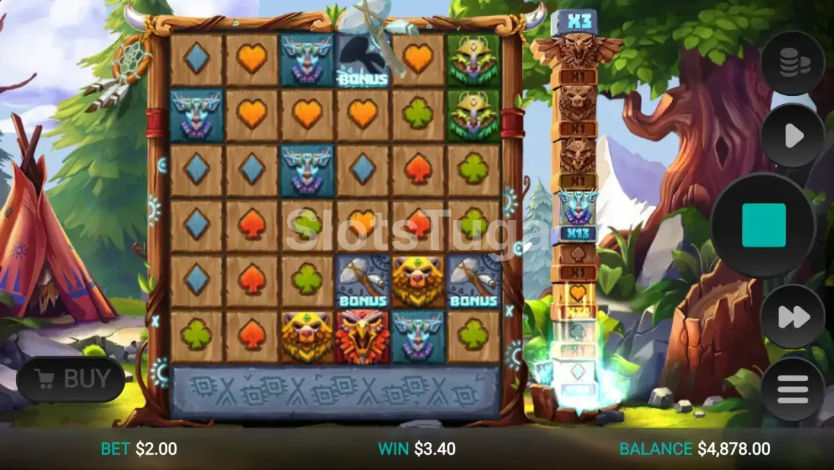 Rodada de giros grátis na Totem Guardians Dream Drop com grid completo