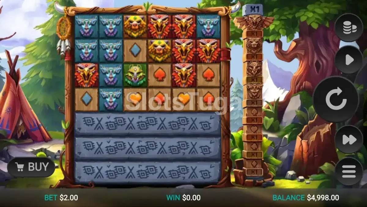 Jogo base da Totem Guardians Dream Drop com totens e multiplicadores