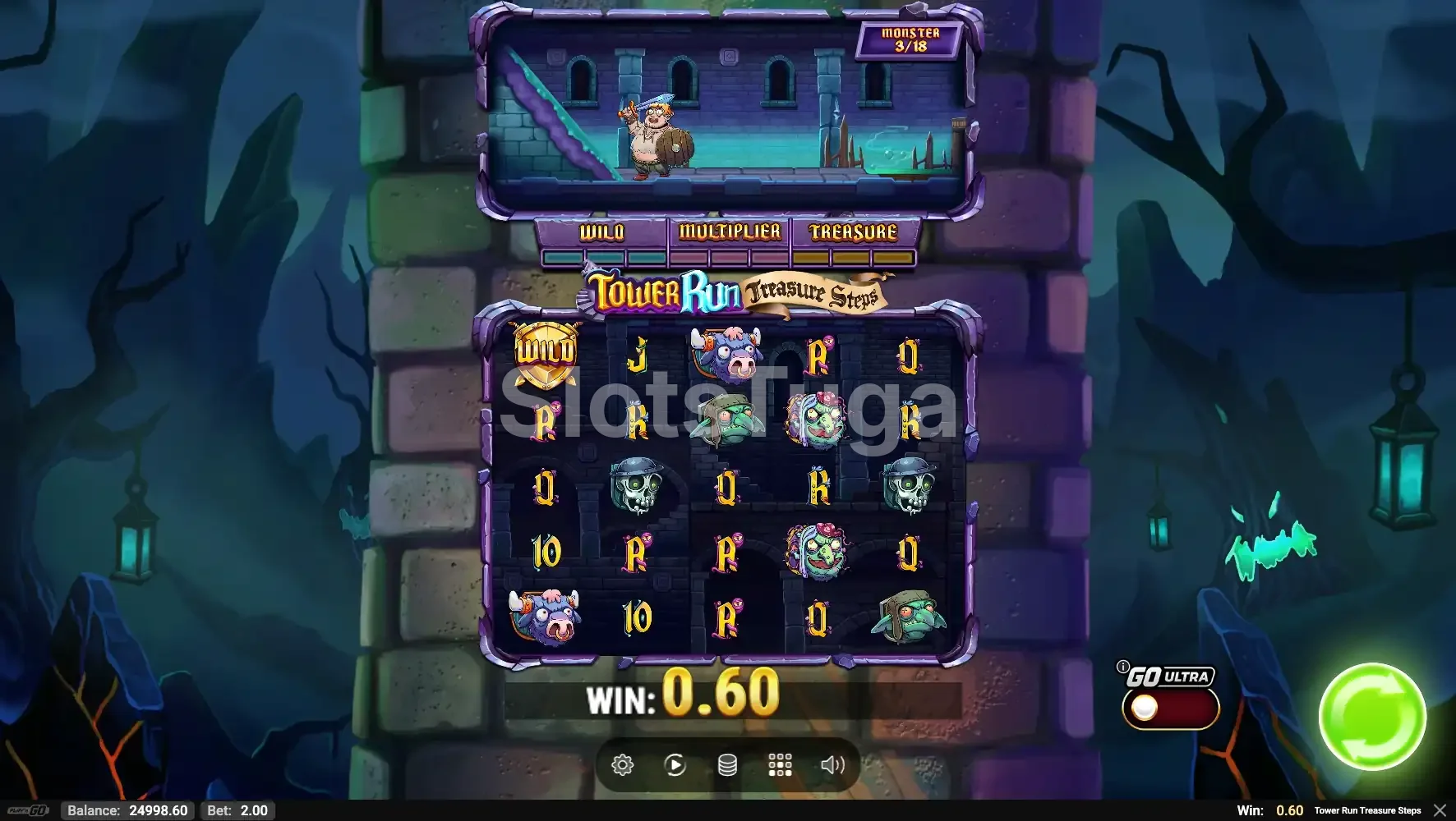 Jogo base da Tower Run Treasure Steps com o personagem Bob subindo a torre