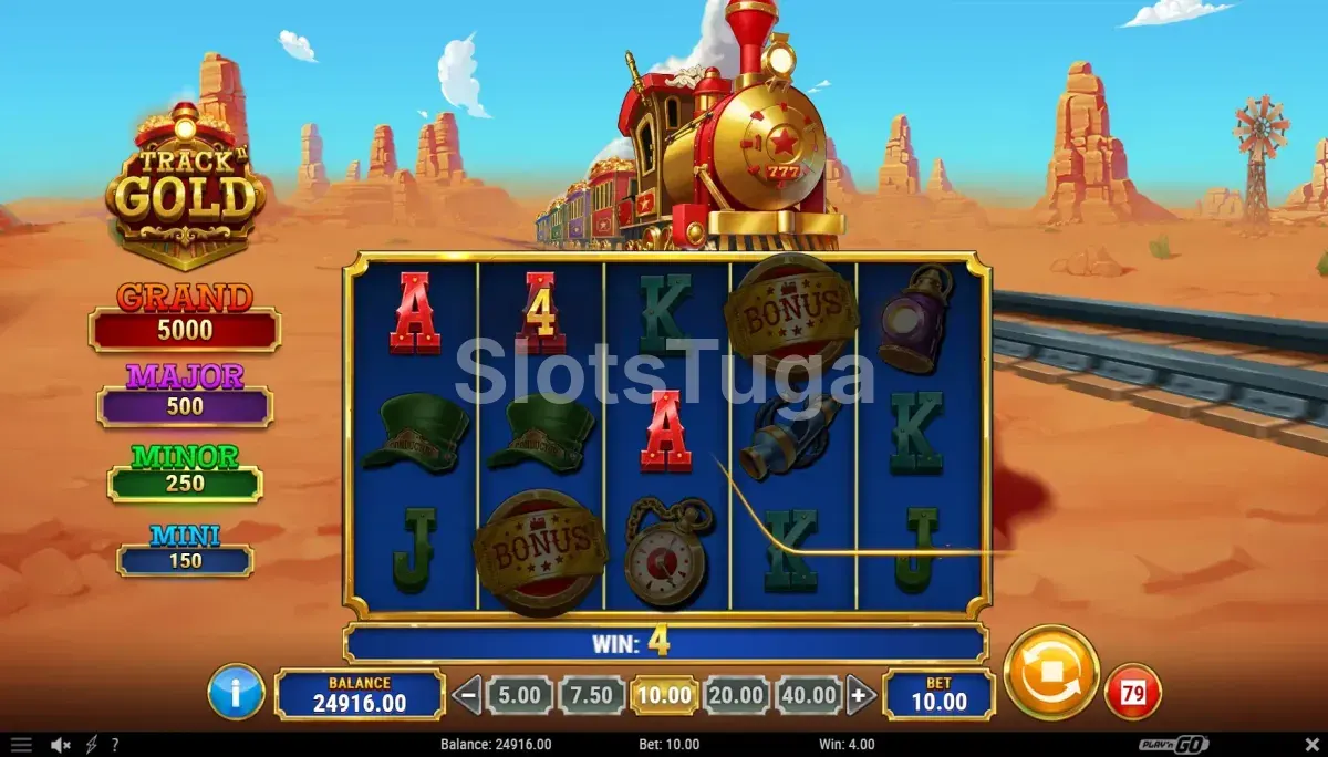 Resultado de rodada especial na slot Track n' Gold