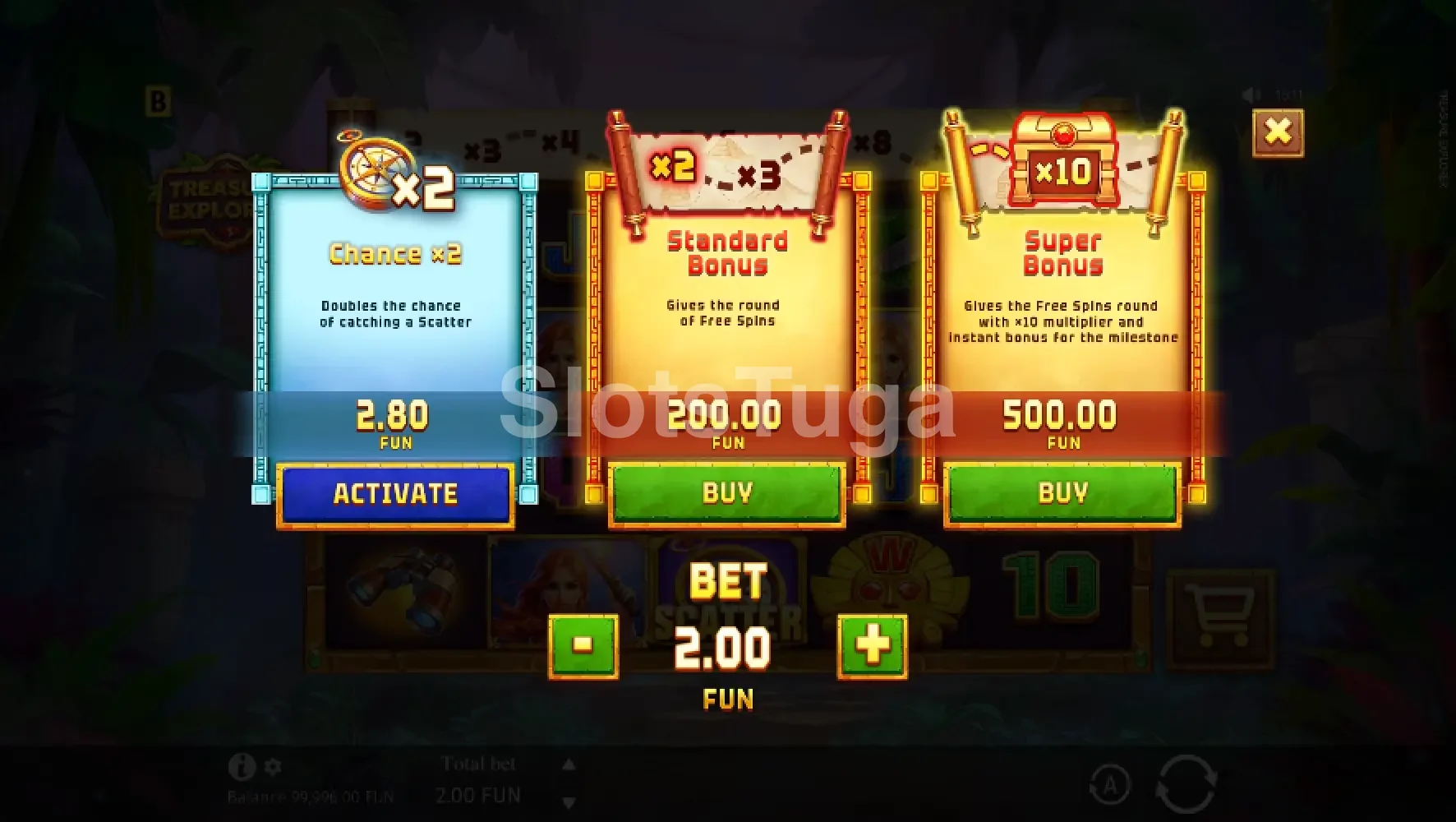Opção de compra de bônus na Treasure Explorer BGaming