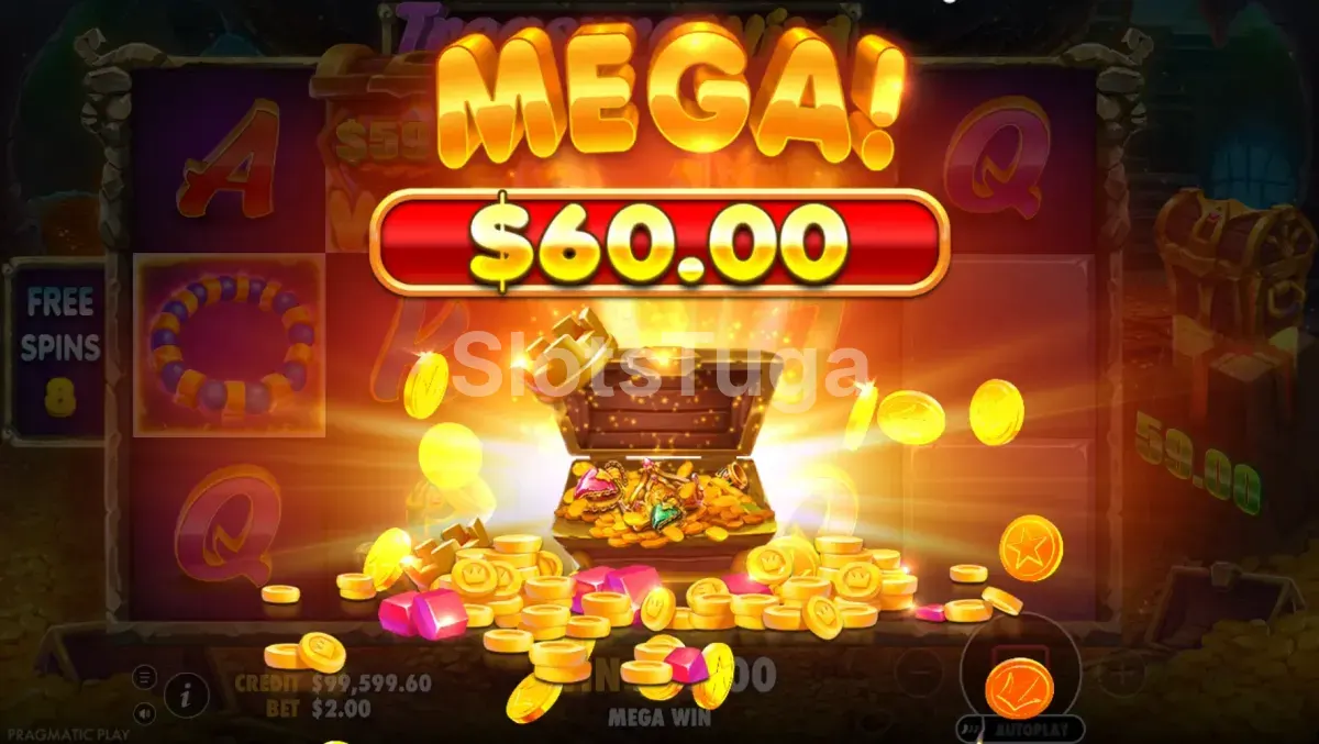 Grande vitória na slot Treasure Wild com multiplicadores empilhados