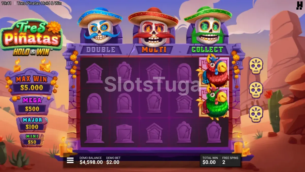 Rodada de bónus Hold & Win em Tres Pinatas Hold & Win