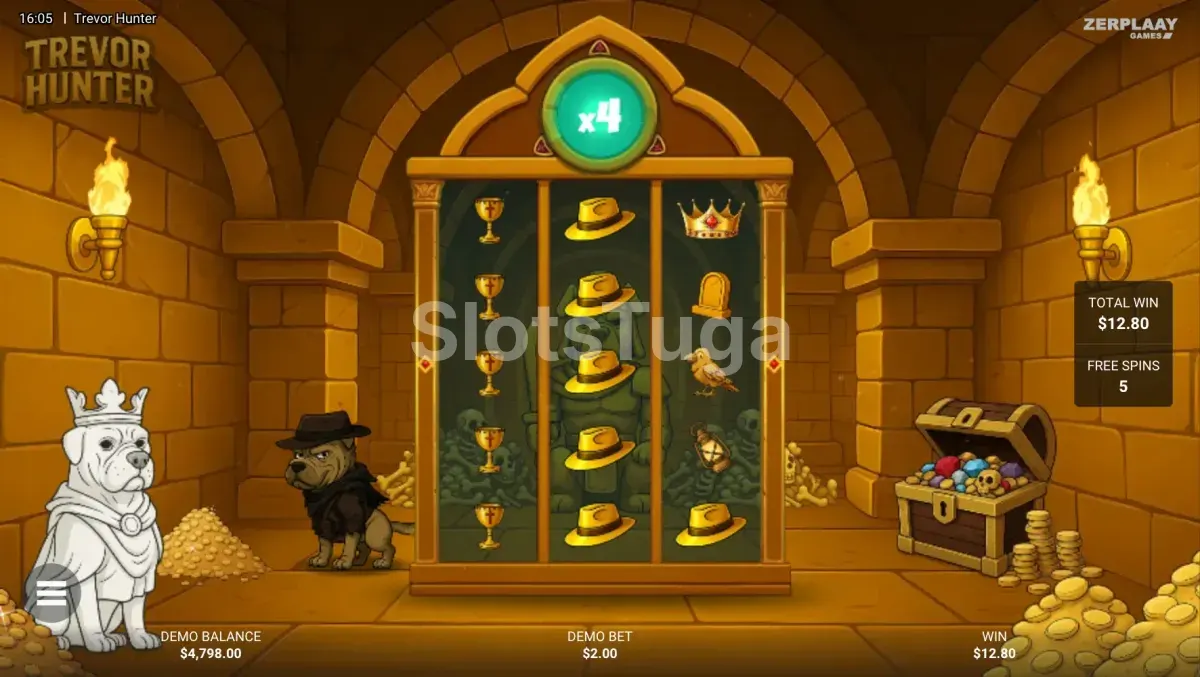 Rodadas grátis do Bloody Gems Bonus na slot Trevor Hunter com multiplicador ativo