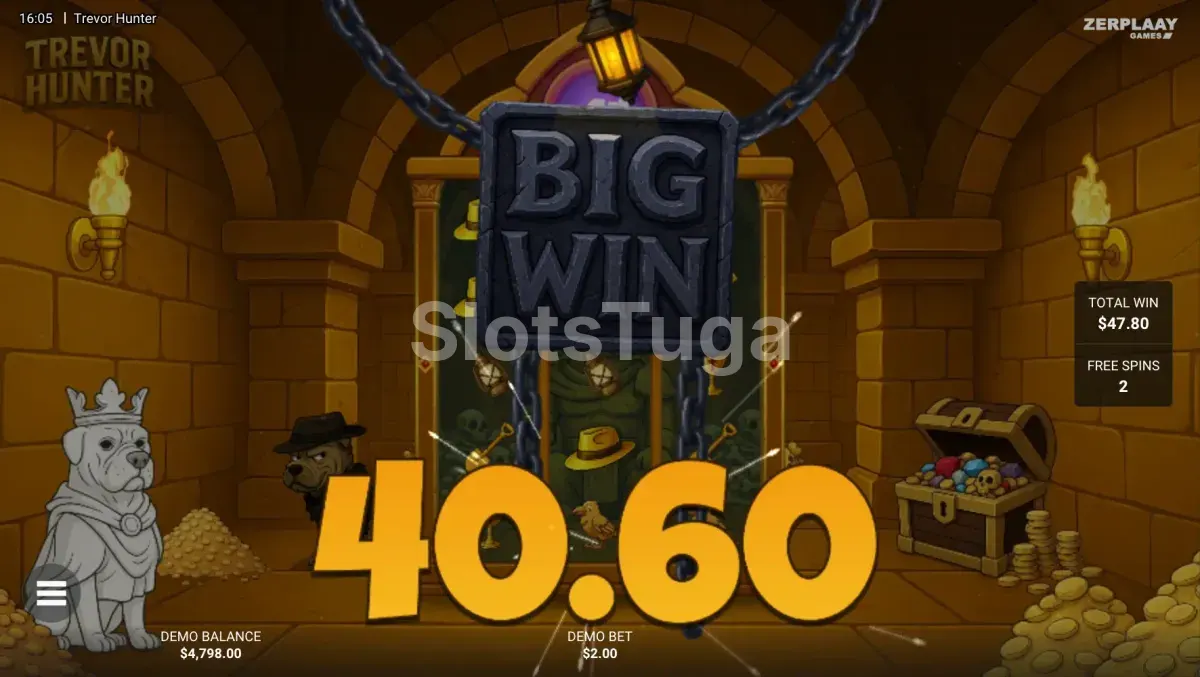 Big win na slot Trevor Hunter com multiplicador alto no Bloody Gems Bonus