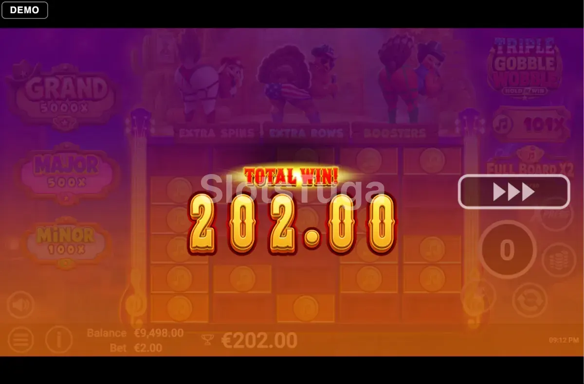 Ecrã de grande vitória na Triple Gobble Wobble