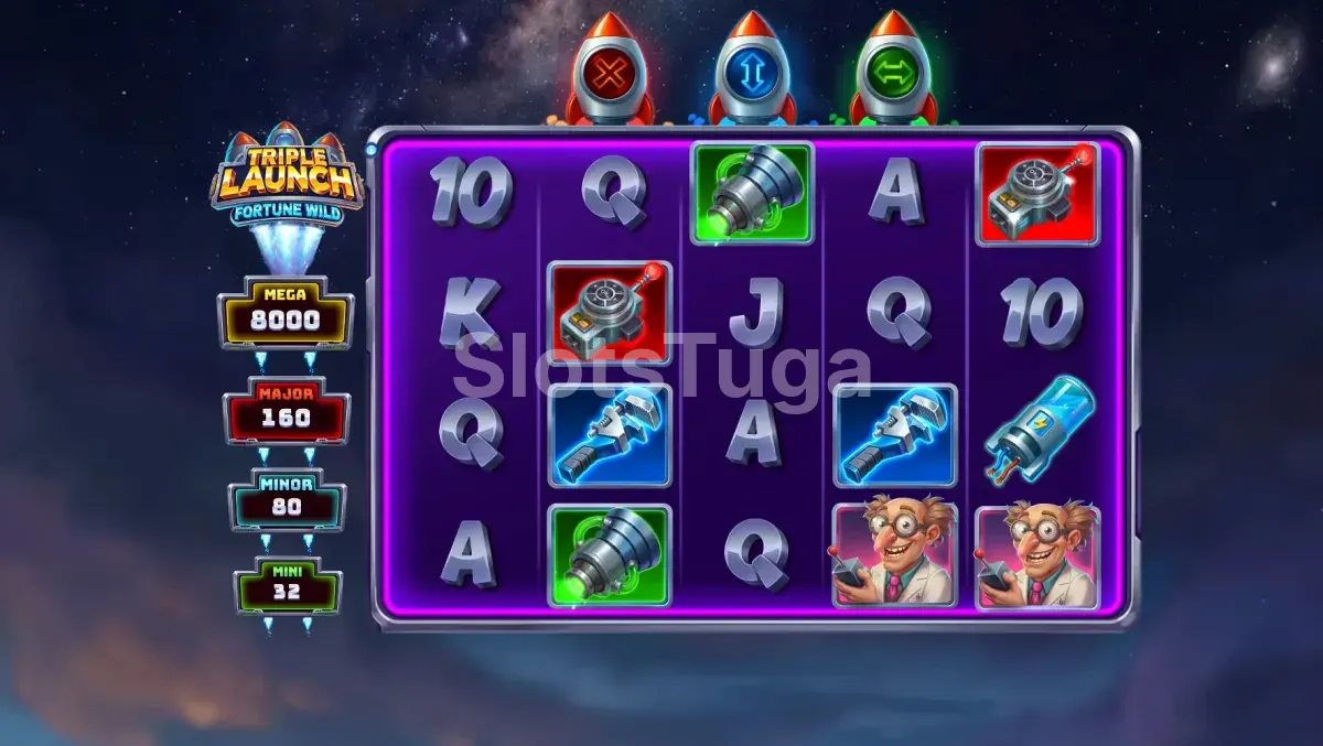 Visão geral do painel de controle da Triple Launch Fortune Wild durante o bônus