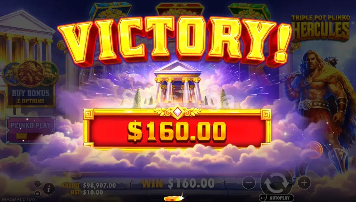 Big win no Triple Pot Plinko Hercules com multiplicador máximo