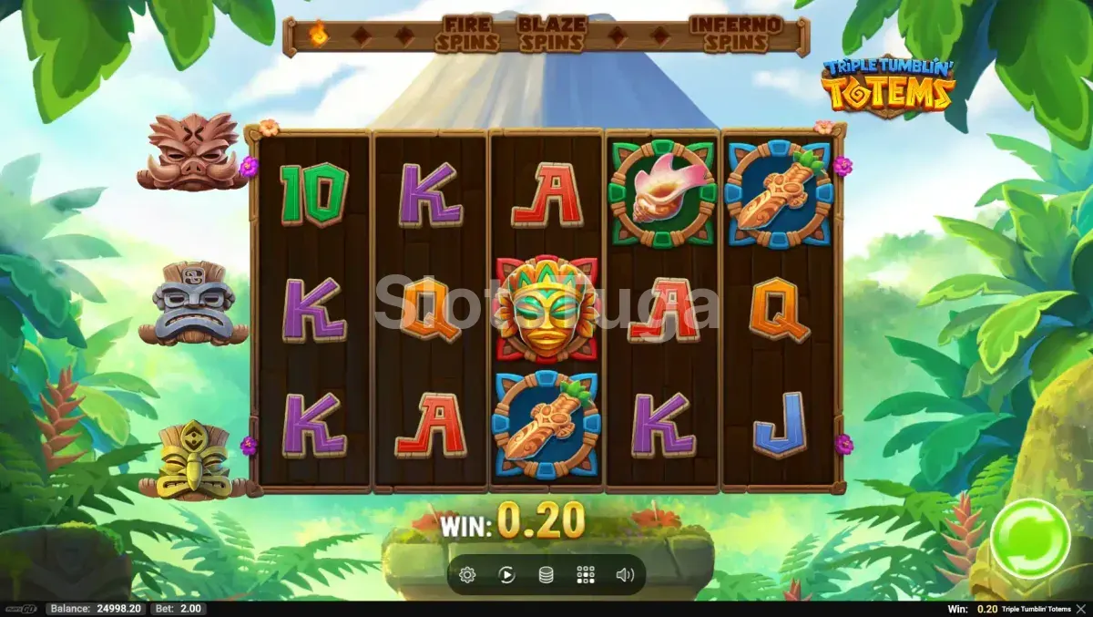 Grelha do jogo base da Triple Tumblin’ Totems