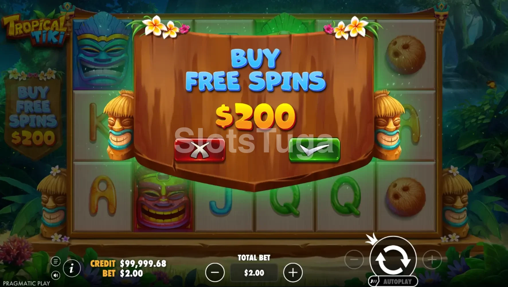 Função de compra de bônus da Tropical Tiki