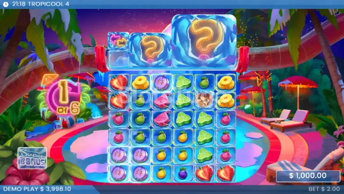 Rodada de free spins da Tropicool 4 com multiplicadores ativos
