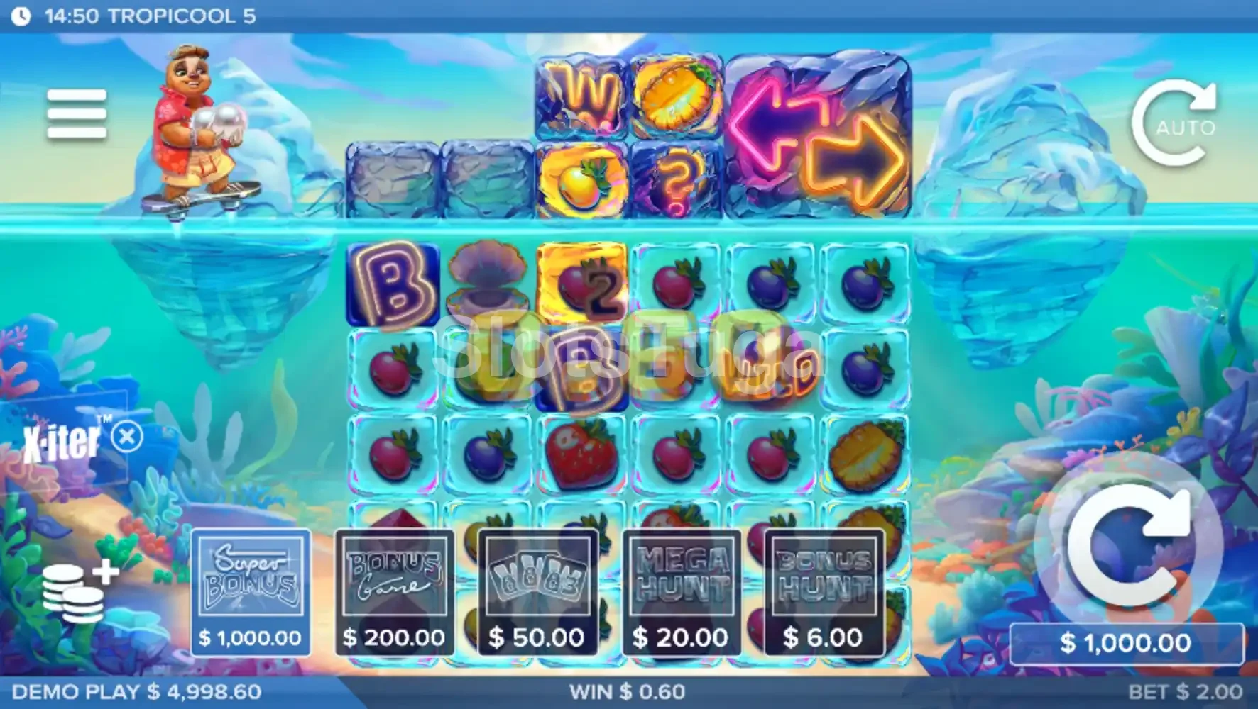 Menu de compra de bônus X-iter da Tropicool 5
