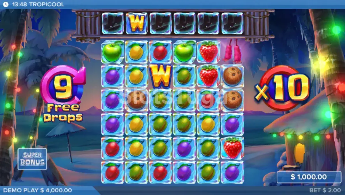 Free spins da Tropicool com multiplicador progressivo ativado