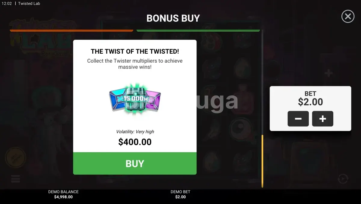 Tela de compra de bônus do Twisted Lab RotoGrid com opções disponíveis