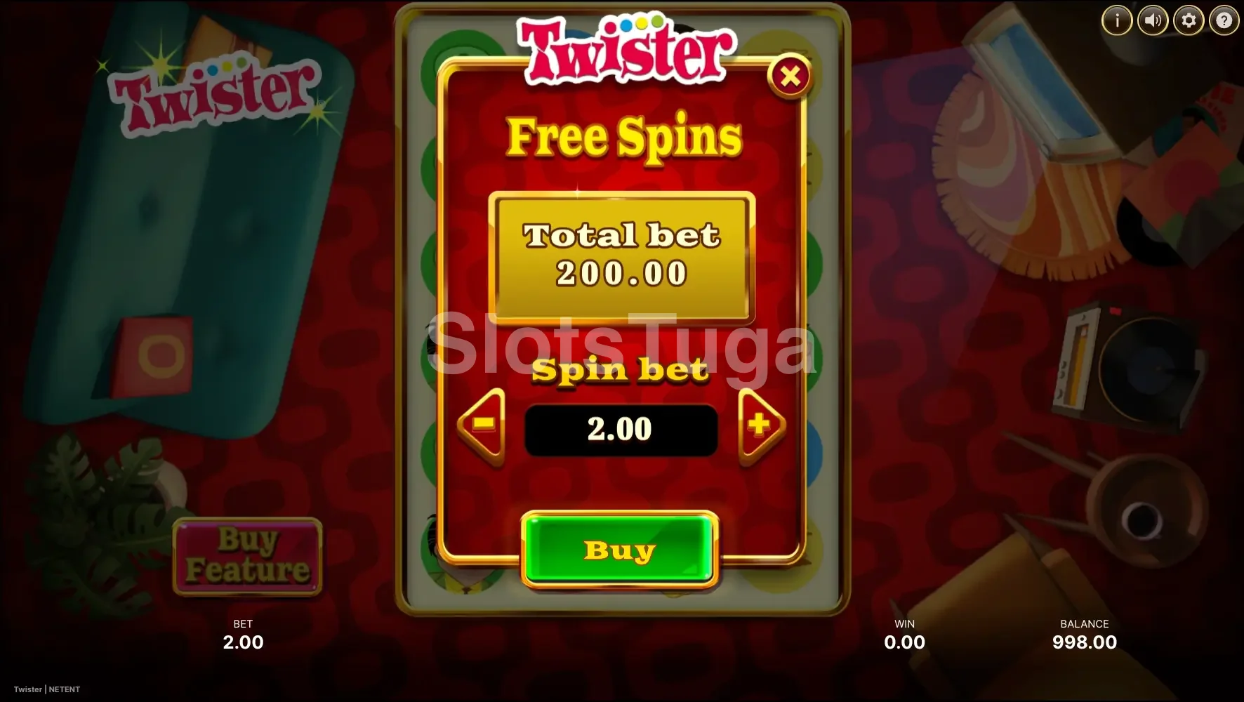 Função Bonus Buy da slot Twister da NetEnt