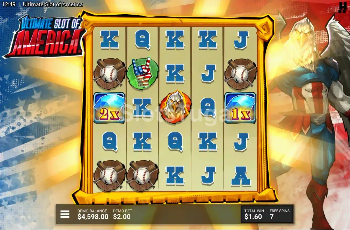 Rodadas grátis ativas na Ultimate Slot of America com multiplicadores em destaque