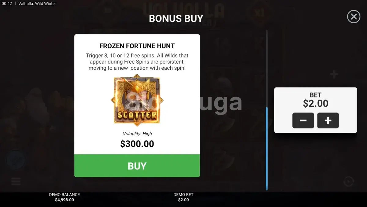 Opção de compra de bônus na slot Valhalla Wild Winter