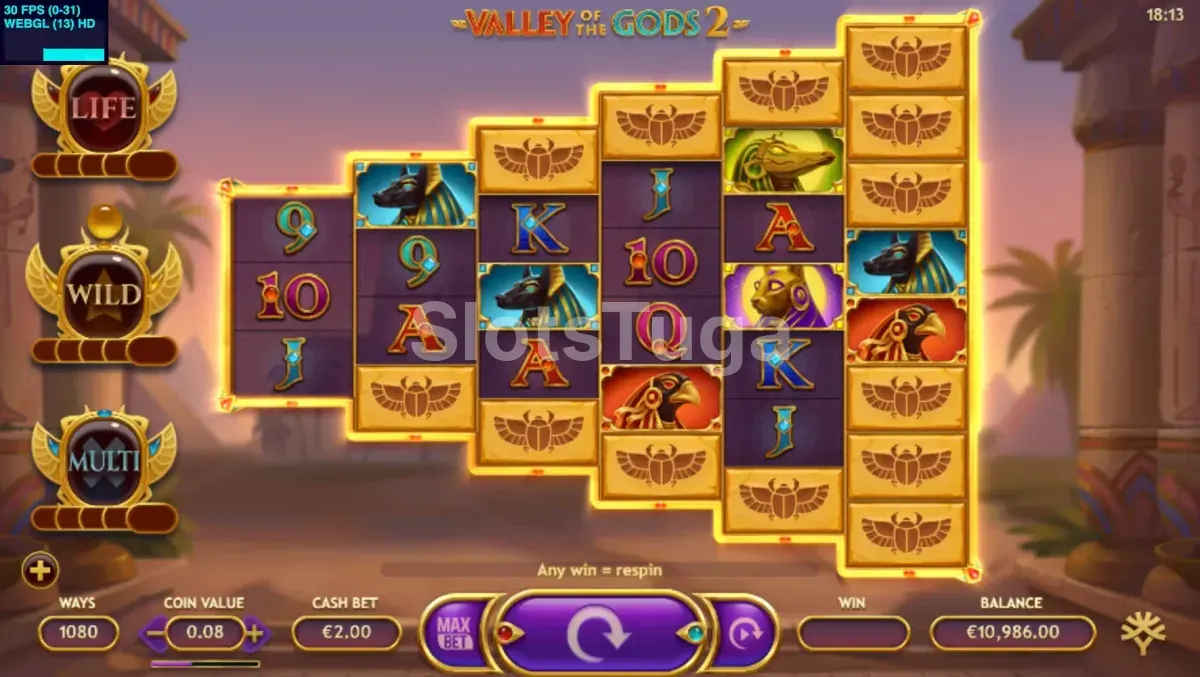 Rodada especial em andamento na slot Valley of the gods 2