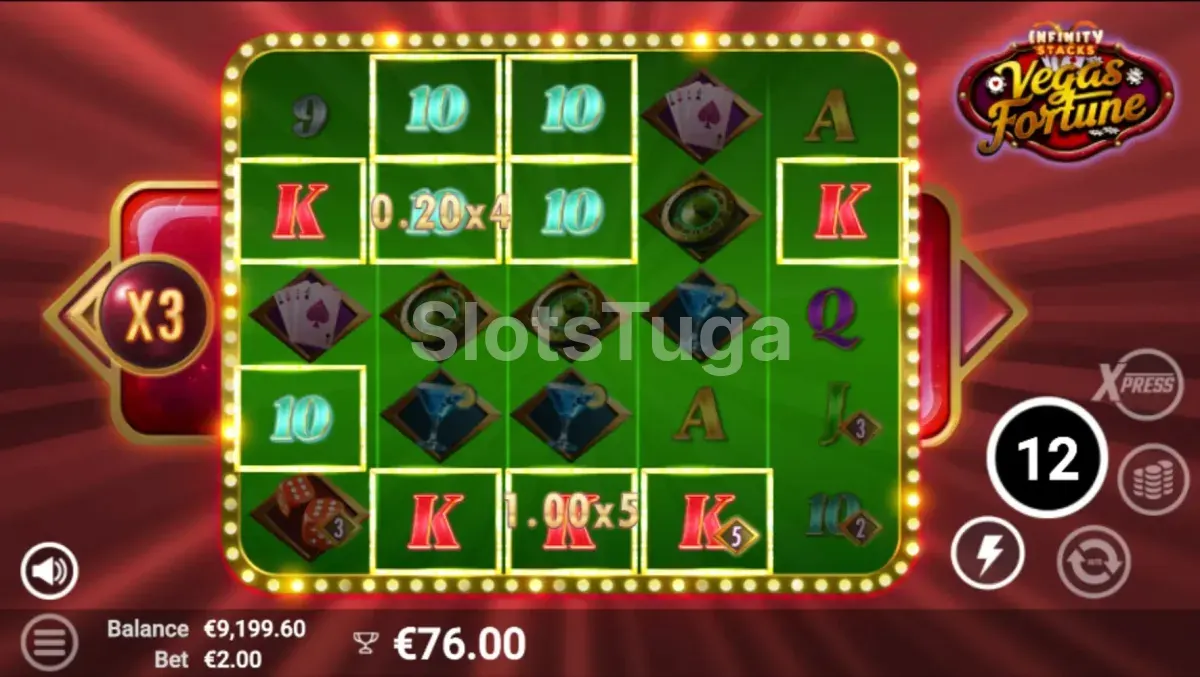 Rodadas grátis ativadas na slot Vegas Fortune com multiplicadores
