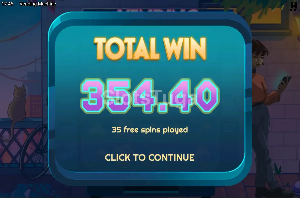 Big win na Vending Machine com multiplicadores altos nas Free Spins