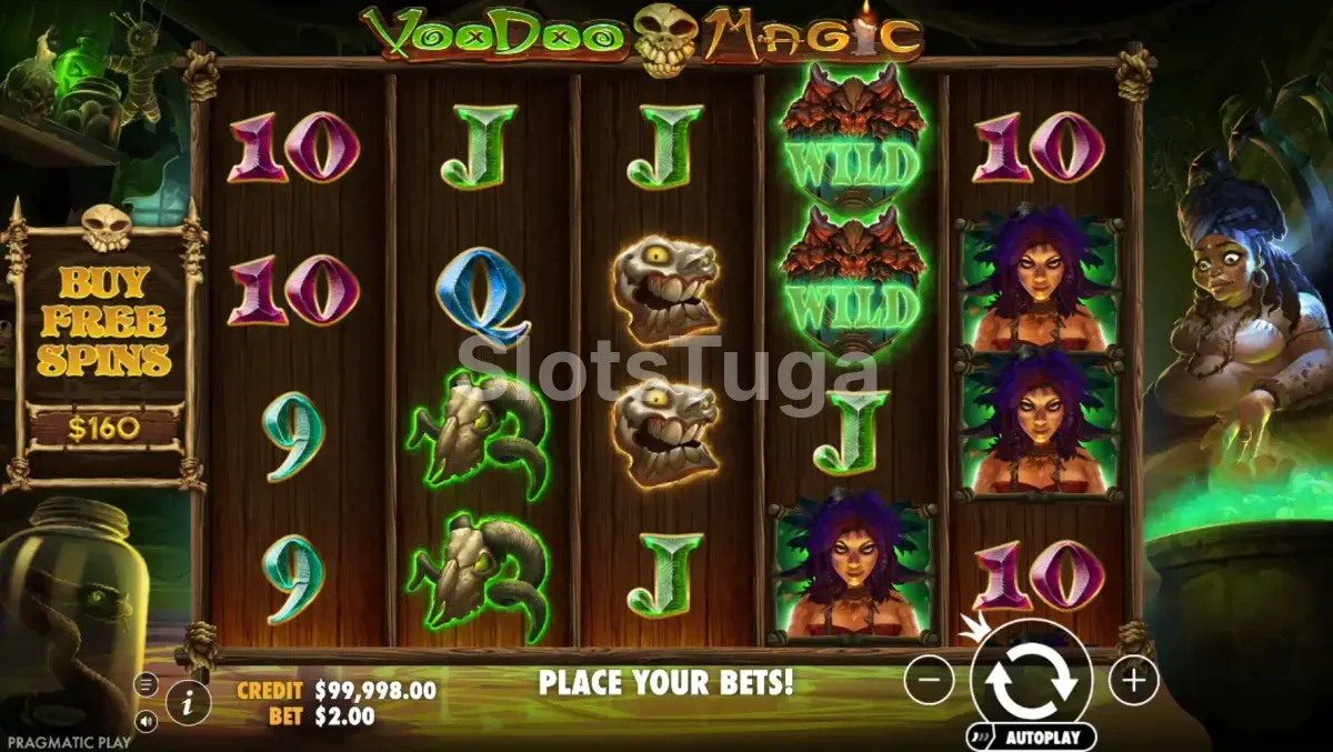 Jogo base da Voodoo Magic com sacerdotisa e caldeirão