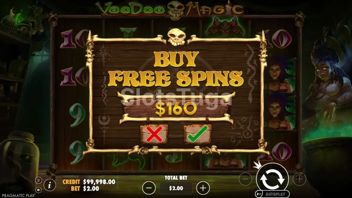 Tela de compra de bônus da Voodoo Magic