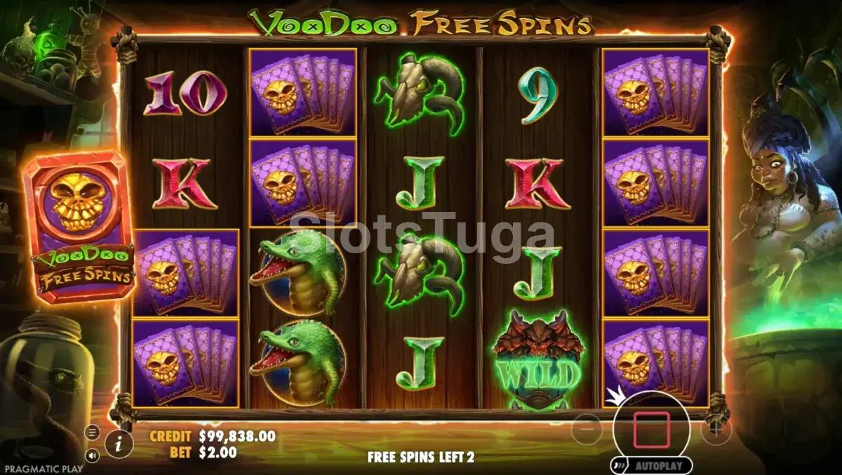 Free Spins em ação na slot Voodoo Magic