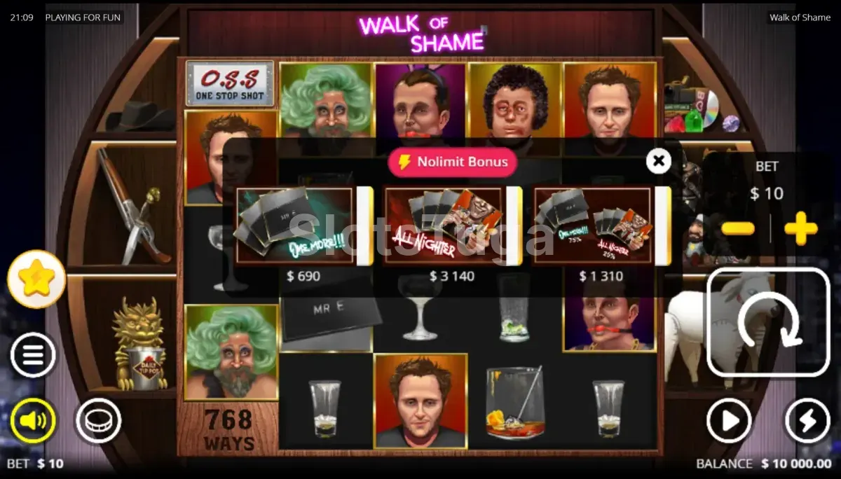 Tela de compra de bônus da Walk of Shame