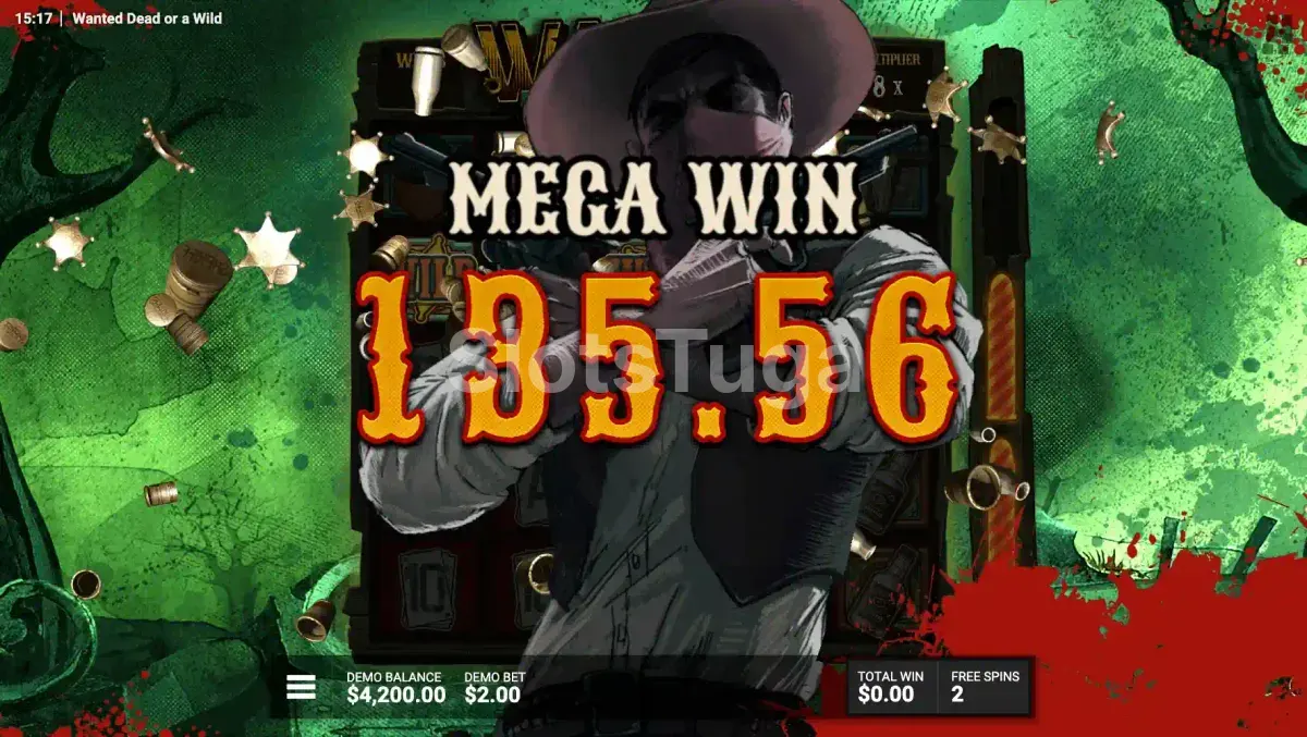 Big win na Wanted Dead or a Wild com multiplicador alto e ganho expressivo na tela