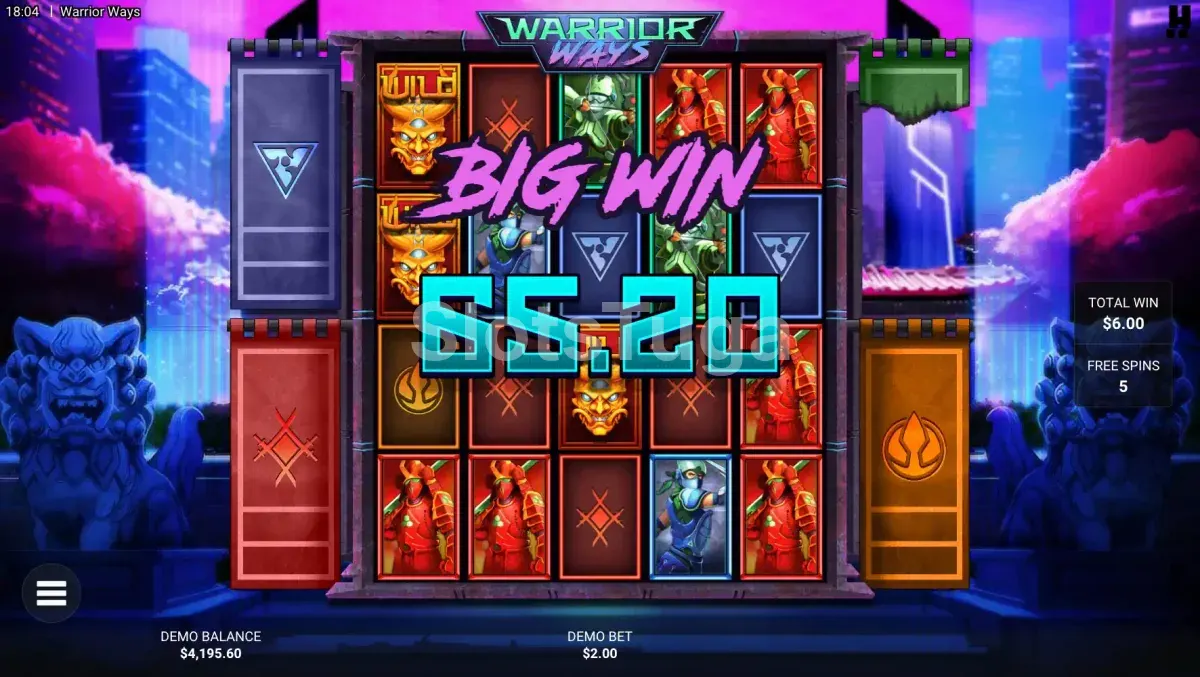 Grande vitória na Warrior Ways com multiplicador alto ativado
