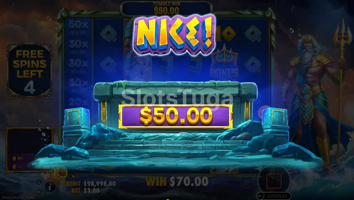 Big win no Waves of Poseidon com multiplicadores altos ativos