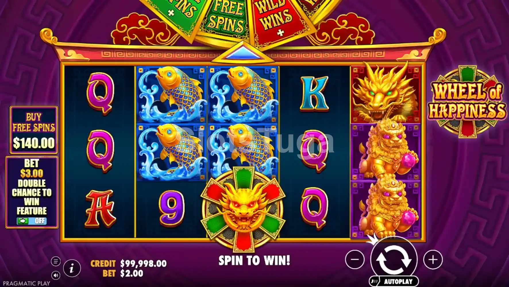 Jogo base da Wheel of Happiness da Pragmatic Play