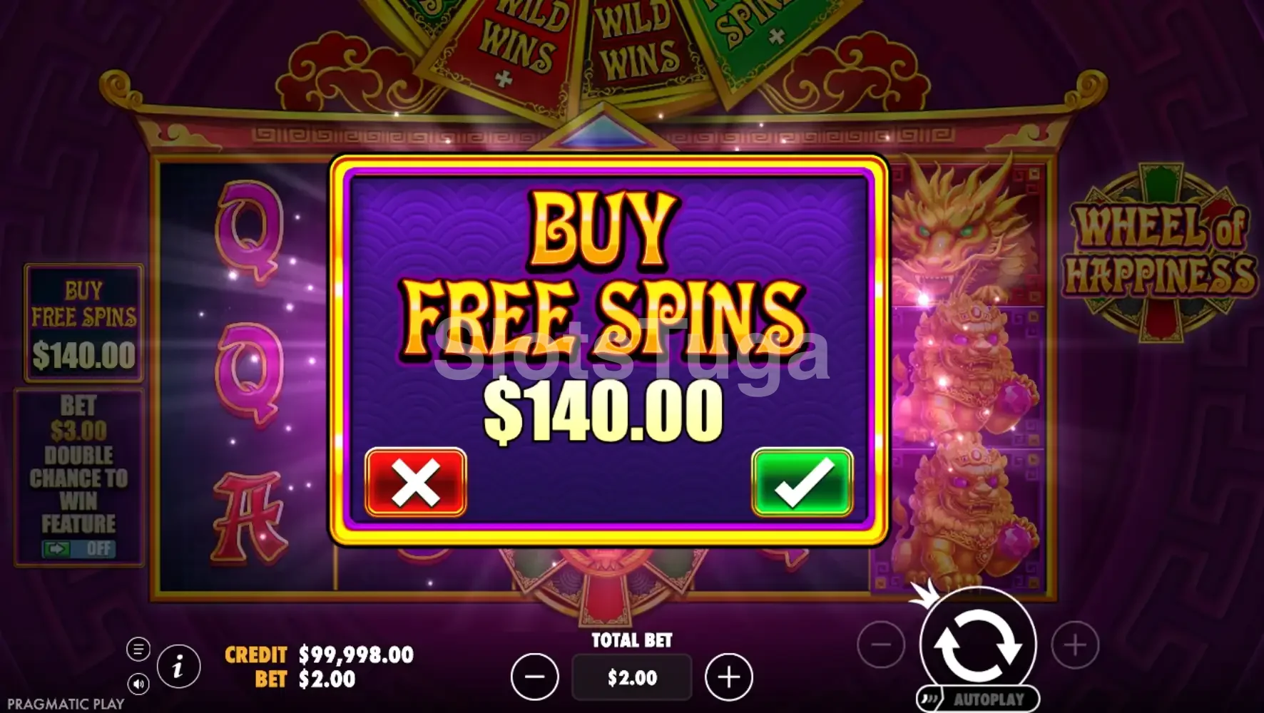 Recurso Bonus Buy da slot Wheel of Happiness