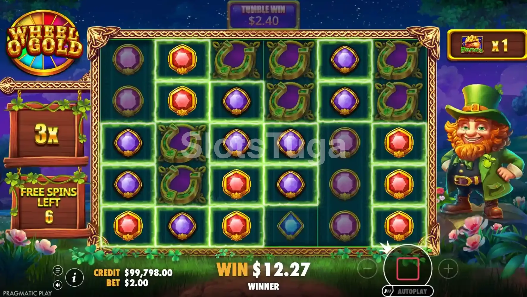 Modo de rodadas grátis ativado na slot Wheel O'Gold
