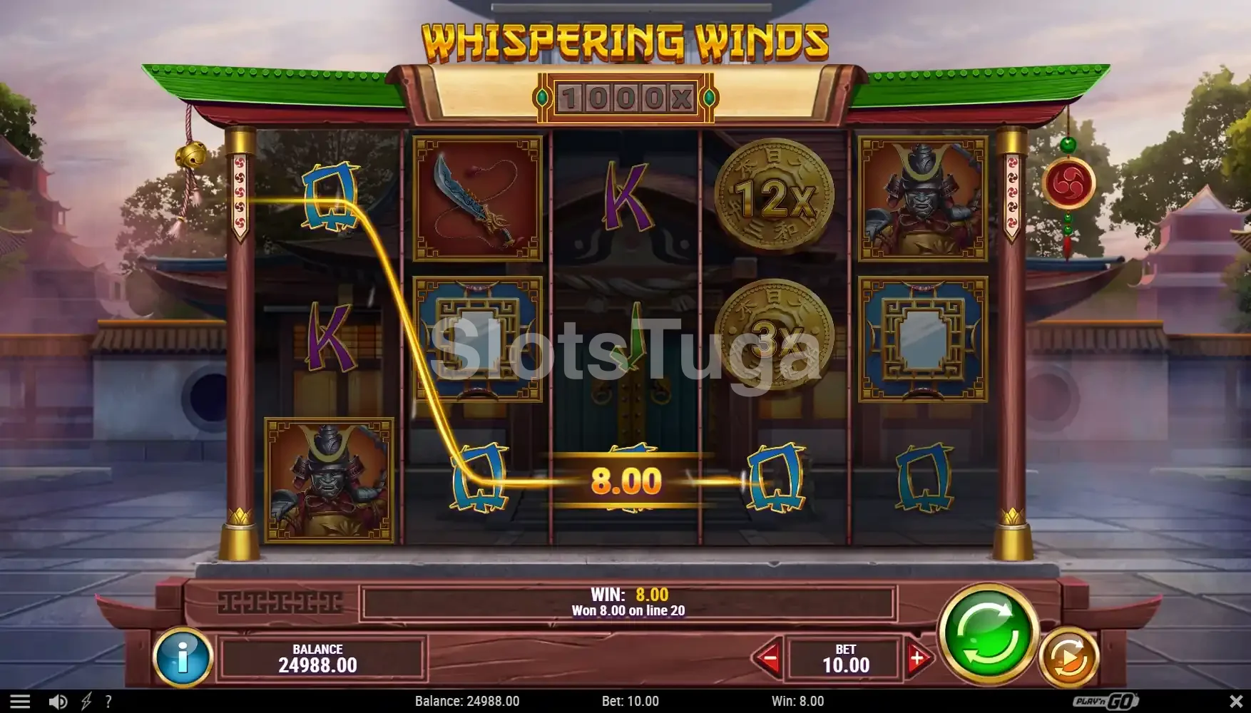 Resultado de rodada nos free spins da Whispering Winds