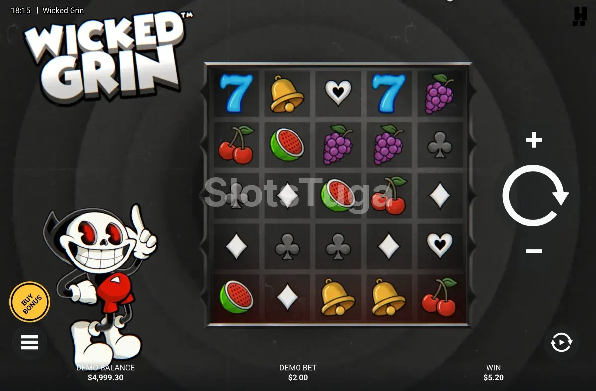 Grelha do jogo base de Wicked Grin