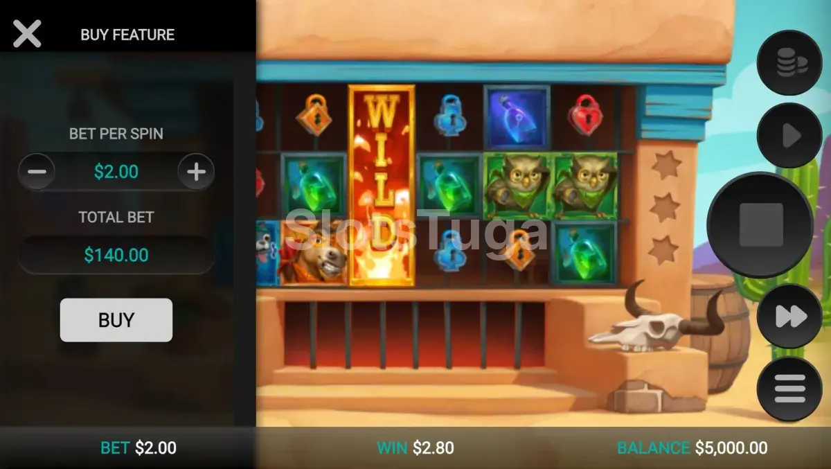 Tela de compra de bônus da Wild Chapo 2 com opções de free spins