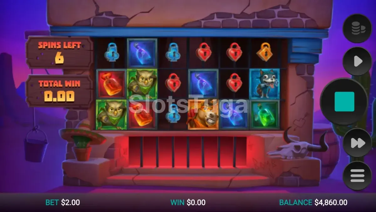 Rodada de free spins da Wild Chapo 2 com curingas acumulados nos rolos