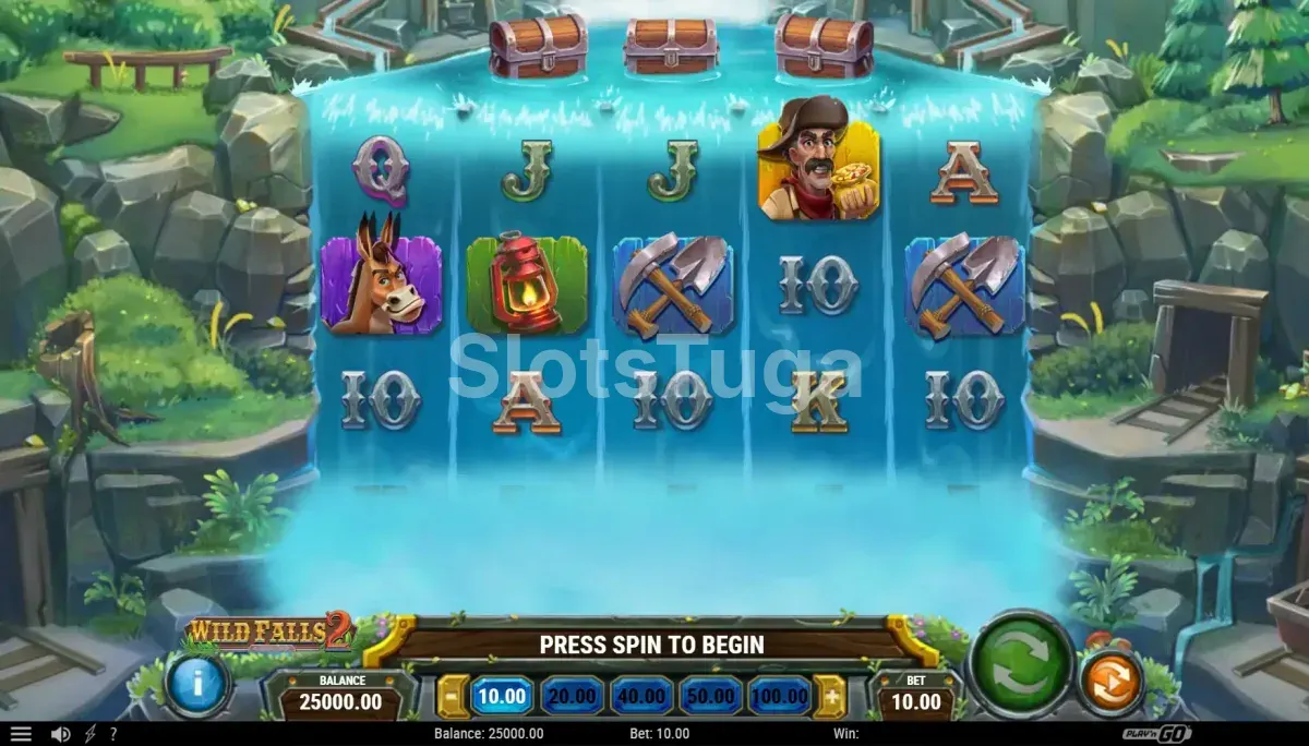 Jogo base da Wild Falls 2 com os rouleaux expandidos