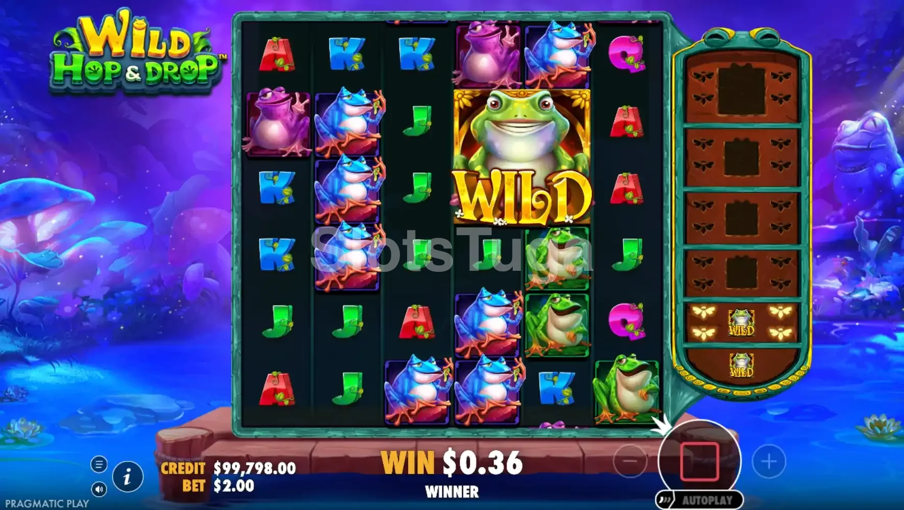 Rodadas grátis do Wild Hop & Drop com wild crescente em ação