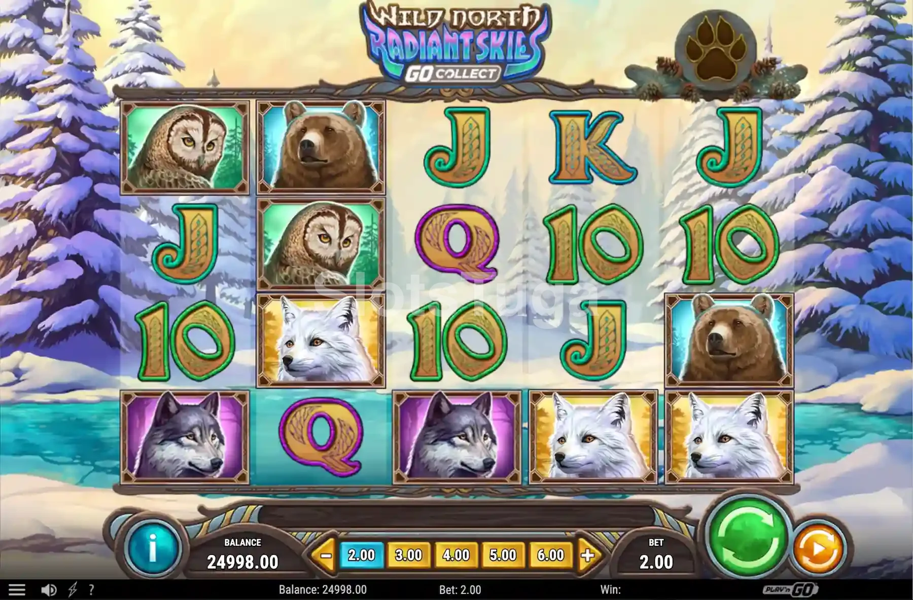Tela principal do jogo Wild North Radiant Skies com os rouleaux em destaque